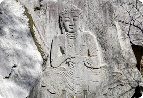 Rock-carved Buddha at Beopjusa Temple